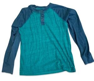 Cat & Jack Boys Henley Shirt Size 7 Green Blue